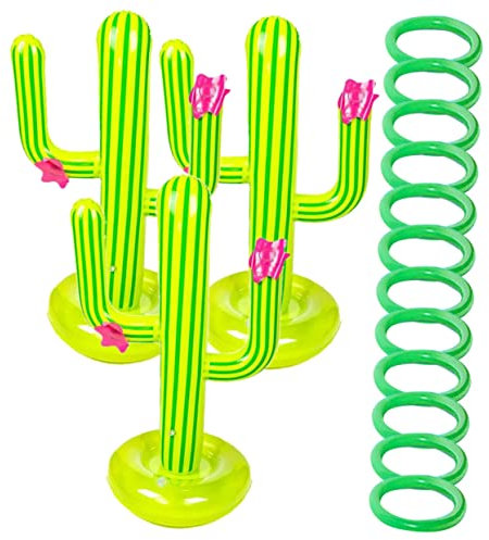 Garneck 3 Ensembles Jeu Cerceaux Gonflables Cactus Extérieur pour Fêtes et Piscine Couleur Aléatoire