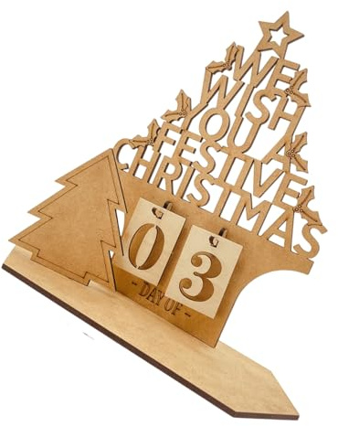 Calendario de Adviento de Navidad, decoración de escritorio de madera, hecho a mano, adorno de mesa para entusiastas de la Navidad, decoración de festivales