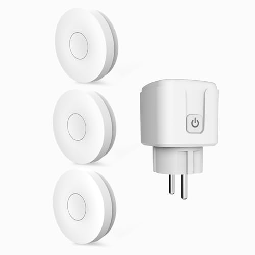 HYHIOTS Prise Telecommande Sans Fil, 433 MHz Émetteur Radio va et Vient Sans Fil Prise Avec Interrupteur Prise Intelligente avec kit de Télécommande Sans Piles Prise Interrupteur Connectée