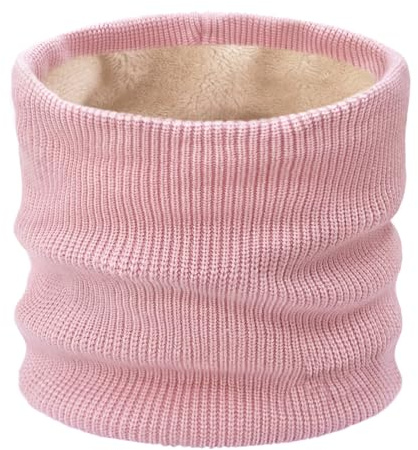 YUHAN PRETTY Kids Ski Mask Neck Warmer Winter Neck Gaiter Boys Girls Warm Thermal Fleece Lined Knitted Scarf for Cold Weather(Pink)