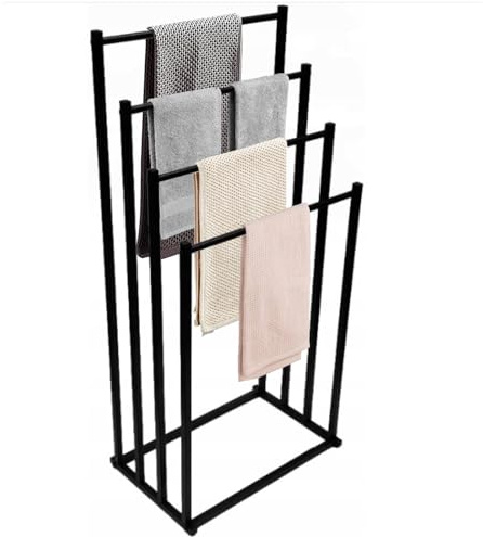 ZOLTA Handtuchhalter freistehend Loft Design schwarz 94×45×29 cm mit 4 Armen Metall Handtuchständer Badezimmer Wäscheständer stabil platzsparend modern pflegeleicht vielseitig einsetzbar
