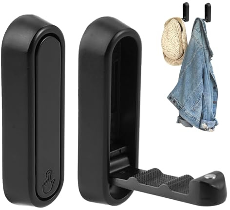 2 Pcs Minimal Wall Hook Nero, Gancio Appendino da Muro, Ganci Appendiabiti da Parete Pieghevole, Attaccapanni Invisibile a Scomparsa, Acciaio Inox Flip Attaccapanni, Ganci Pieghevoli e Retrattili