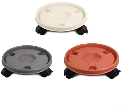 Filteilect Rullo di supporto per piante resistente, 260 mm, vassoio mobile con 3 ruote per vasi da fiori, alberi e vasi, base mobile in resina, per uso interno ed esterno (bianco)