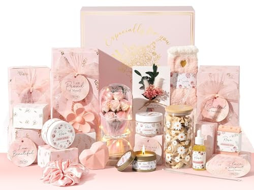 Qinline SPA Gifts for Women & Teen Girl – 10 PCS Mothers Day Birthday Gift Basket, Luxury Self Care Home Bath Set for Relaxing, Get Well Soon Care Package & Pampering Gifts for Her Friend Daughter Mom