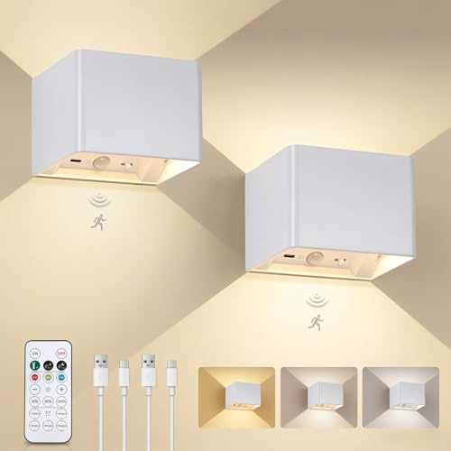 Kambo Wandleuchte Innen mit Bewegungsmelder 3 Farben, 2 Stück