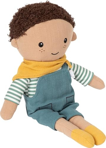 small foot Bambola in stoffa Leo, bambola da coccolare alta 39 cm con salopette rimovibile, bambolotto dal design curato, per bambini piccoli, 1270