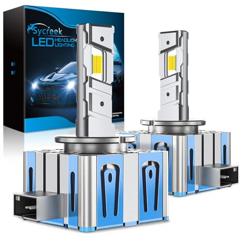 Sycreek D1S LED Lampadine per Auto, Kit di Sostituzione Xenon 1:1 con Schema del Fascio, Installazione Plug and Play, Fari LED da 30000 LM per Anabbaglianti/Abbaglianti Xenon D1S