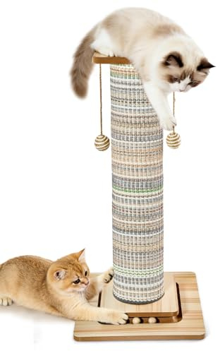 Odoland Rascador para gatos de 78 cm de alto, columna rascador para gatos con plataformas, juguete para gatos, estable de sisal, para gatos grandes, multicolor