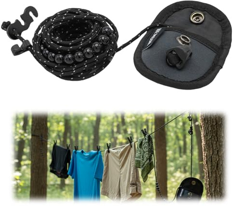 Qnvyw Wäscheleine Camping, Reise Wäscheleine, Outdoor Wäscheleine für Reisen und Camping, Mobile Wäscheleine mit Kugelverschluss für Außenbereich