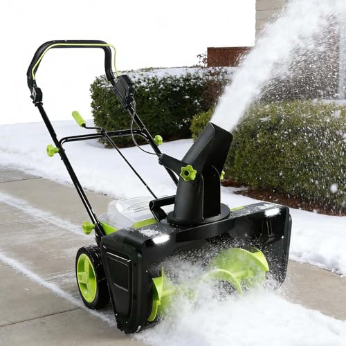 EXSHUING Quitanieves Inalámbrico para Entrada De Vehículos, A Batería, para El Hogar, 50 Cm De Ancho Y 7,6 M De Alcance, Incluye 2 Baterías Y Luces Led. para Patios