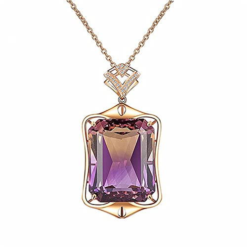 18K guldpläterad 925 silverhalsband smycken för kvinnor fyrkantiga Topaz Zirkon Ädelstenshänge Kvinnlig Bröllopsfest