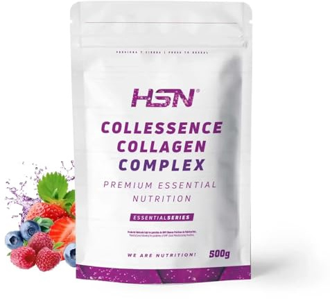 HSN Colágeno Hidrolizado y Magnesio (Malato Citrato Bisglicinato) en Polvo Collessence Colágeno Complex | Frutos Rojos 500g | No Incluye Dosificador | No-GMO, Sin Gluten ni Lactosa ni Pescado