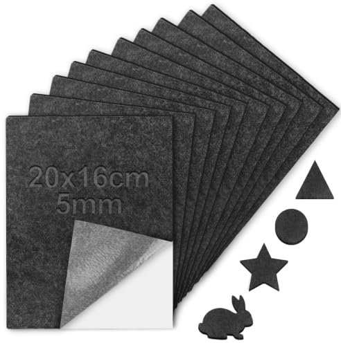 mawmuaw 10 st filtkuddar för skärning 20 x 16 cm filtplattor mörkgrå | Filtglidare självhäftande för tillskärning 5 mm, filtmatta, brusreducering och repskydd, stolar, parkett, möbler