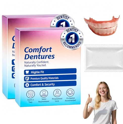 EBHO 2 Ensemble De Prothèse Dentaires Supérieures Et Inférieures En Silicone Souple, Dentier Sourire Parfait, Facette Dentaire, Pour Les Hommes Et Les Femmes, avec 50 g de Gel de Dentition（A）