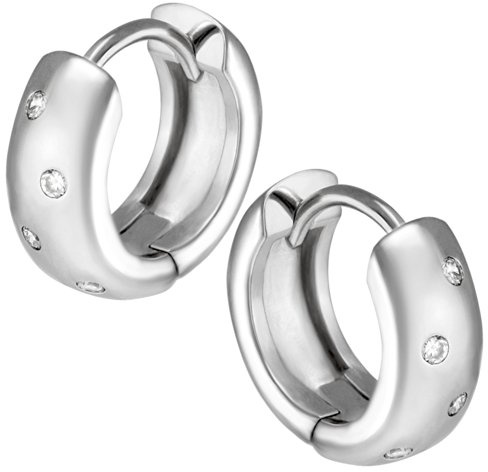 Vinani Klapp-Creolen glänzend Zirkonia weiß Sterling Silber 925 Ohrringe CGZ