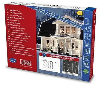 Konstsmide 4814-103 LED Hightech System Erweiterung / Lichtervorhang / für Außen (IP44) / 100 warm weiße Dioden / transparentes Kabel