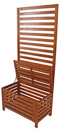 Jardinion Sichtschutz-Bank Truhe Eukalyptus Gartentruhe 45x 80 x 180 Braun, Sitzbank, Holzbank, Gartenbank, Sichtschutztruhe, Gartenmöbel