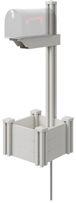 4.5ft H (1 Post w/Planter) No Dig Zippity Majestic Mailbox Post with Planter Box, White Vinyl Post for Mailboxes for Outside, Decorative Post w/Flower Box, Architectural Post for Mailboxes, ZP19027