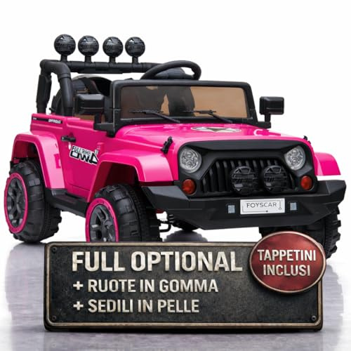TOYSCAR Macchina Elettrica Per Bambini Fuoristrada Adventure Full Optional TAPPETINI e RUOTE IN GOMMA Auto Elettrica Per Bambini Telecomandata Sedile In Pelle Porte Apribili Doppio Motore12V