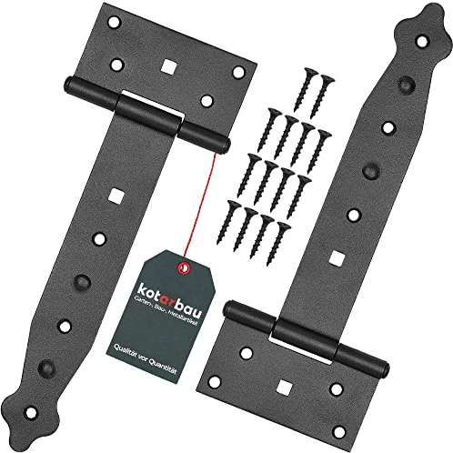 KOTARBAU® Cerniera per Cancello T 200 mm (7,87 in) 2pz rivestite in polvere serratura cancelletto chiusura porta portile persiane perno cardine