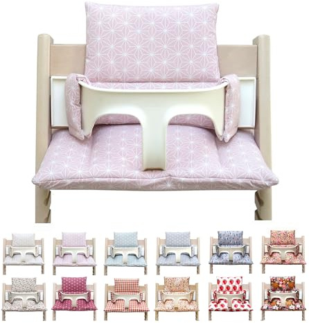 Blausberg Baby - Sitzkissen Set kompatibel mit Tripp Trapp® Stokke Hochstuhl Sitzkissen ABWASCHBAR Öko-Tex Baumwolle, 6 cm Sitzpolster nutzbar mit Baby Set & Holzbügel & Tray Table - Happy Star Rosa