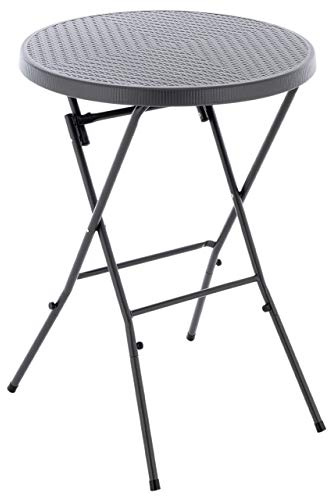 NEXOS klappbarer Stehtisch Caro in Rattan-Optik - Farbe: Anthrazit | Stabil und witterungsbeständig / Ø 80 cm