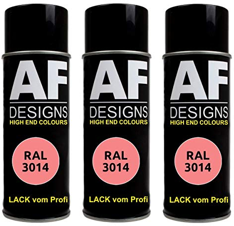 Alex Flittner Designs RAL Lack Spraydose 3er Pack Autolack Sprühdose glänzend Buntlack Alle RAL FARBEN (RAL3014 ALTROSA)