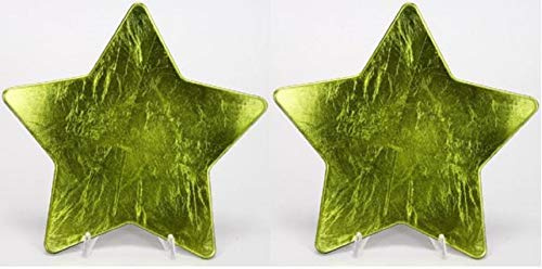 ETC dekorativer Teller Dekoteller Untersetzer in Sternform metallic glänzend Preis für 1 x klein ca. 16 cm oder 2 x groß ca. 23,5 cm (apfelgrün, groß ca. 23,5 cm)