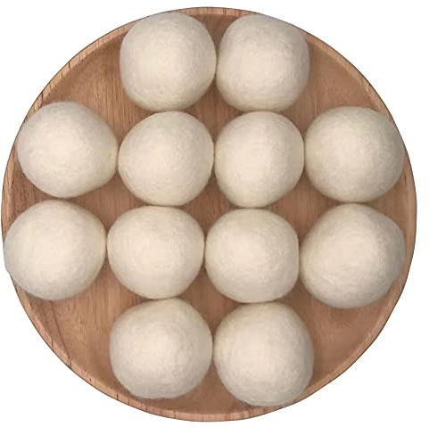 2 Inch Wool Felt Beads Balls Pom Pom Handmade DIY for Craft Dream Catcher Wind Chimes Baby Mobile Home Room Decor Nursery Ornaments Halloween Christmas Party Wreath Props (Beige 5cm 12pcs)
