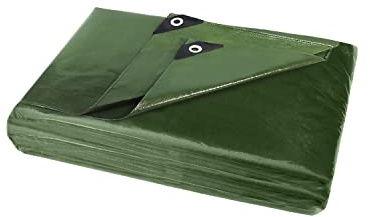 ANSIO Tarpaulin 3m x 3m Water-resistant Ultra Heavy Duty Tarp Large Camping Cover Sheet – Multipurpose Groundsheet with UV Protection, Weatherproof & Frost-Resistant – Reinforced Eyelets - Green