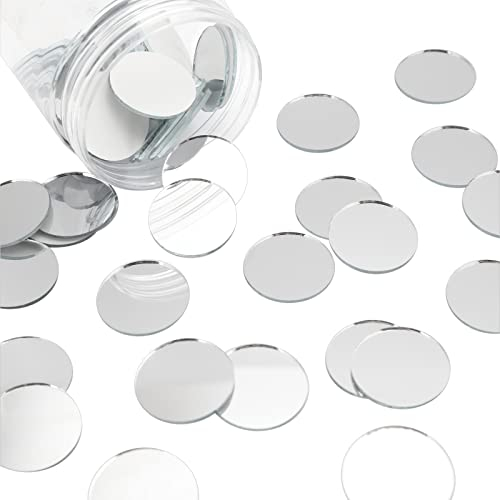 SUPERFINDINGS 100PCS Mini Circle Specchio Piastrelle Bianco Piccolo Specchio Rotondo in Vetro per Progetti di Artigianato Decorazione di Cornici da Viaggio, 30x1,5mm