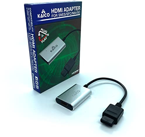 Kaico Adattatore HDMI supporto S-Video e Composite compatibile con N64, 64, SNES, Famicom e GameCube. Una semplice soluzione di adattatore Pass Through Plug & Play