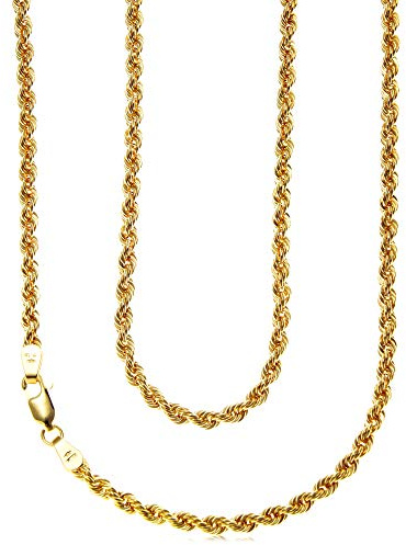 Alexander Castle 20 Solid 9ct Gold Chain Rope Chain Necklace - 3mm - Yellow Gold Necklace for Women & Men with Jewellery Gift Box