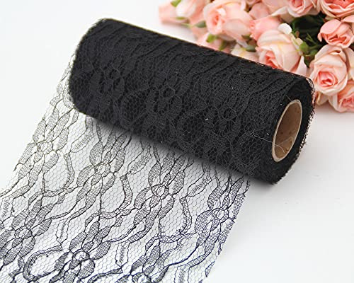 Spitze Tischläufer Tischband Tischdecke Küche Esstisch Dekoration Tischdeko für Hochzeit Geburtstage Tischdekoration Kommunion Weihnachten Herbst Braut & Baby Dusche Tabletop Dekor,Schwarz 15cmx22m