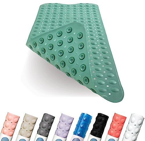 Toniamo Badewannenmatte rutschfest 100x40 cm | Extra Lange Badematte rutschfest | Antirutschmatte Badewanne ohne BPA | Badewannen Matte antibakteriell & maschinenfest | Anti Rutschmatte | Grün