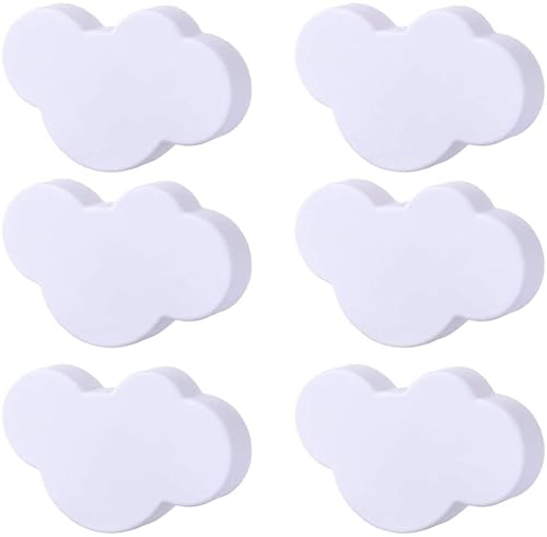 FULHOLPE 6 Stück Möbelknöpfe Kinderzimmer Set, Wolke Form Kinder Möbelgriff Türknöpfe Schrankknöpfe Griff Knopf für Schlafzimmer Wohnzimmer Küche Kinderzimmer Dekorative (Weiß)