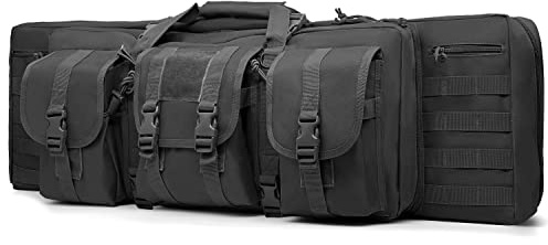Alephnull Doppelter Gewehrtasche Verdickter Eingedickter Waffentasche für Langwaffen Taktische Futteral Langwaffen 90cm MOLLE Gewehrrucksack Weiche Gewehrkoffer für Jagd & Outdoor (Schwarz)