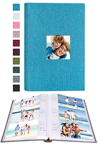 Mublalbum Photo Album 4x6 300 Photos Linen Cover with Memo Areas Photobook Pictures Book for Wedding Family Baby and Vacation (Blue)