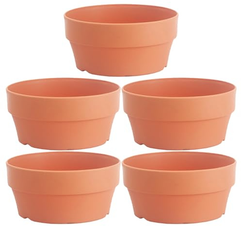 Operitacx 5stücke Blumen Topf Aus Kunststoff Runde Tontöpfe Für Drinnen Und Draußen Mit Abflusslöchern Für Sukkulenten Und Topfpflanzen Orange