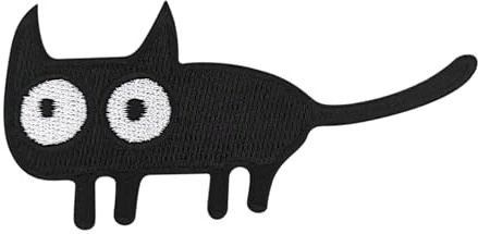 Urbanski Patch Lustige süße schwarze Katze zum Aufbügeln 4,5 x 9 cm | Aufnäher Applikation Bügelbild