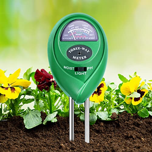 Flintronic 3 in 1 Bodentester, Boden-pH-Meter, für Boden-Feuchtigkeit/pH-Tester/Sonnenlicht/Licht, Feuchtigkeitsmesser, für Pflanzenerde, Garten, Bauernhof, Rasen, Gemüsegarten