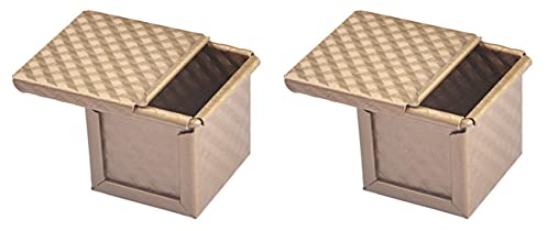 KVSERT 2 x teglia quadrata coperchio stampo per pane tostato padella per pane pullman pagnotta padella coperchio antiaderente mini cubo d'
