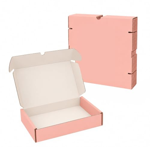 iDEALS UK PACKAGING LTD Pink Gifting Cardboard Folding Lid Postal Boxes 236 x 196 x 47mm (9.3'' x 7.7'' x 1.9'') Small Parcel, Mailing and Gifting. (25)
