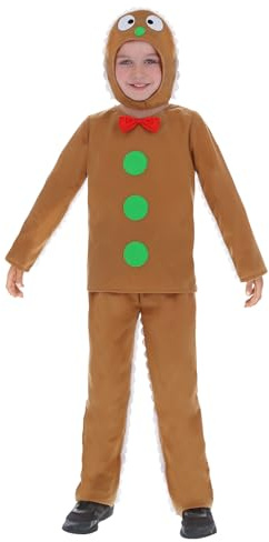 Smiffys Child’s Gingerbread Man Costume – Fancy Dress for Boys & Girls – Storybook Character Outfit for World Book Day, School Plays Dress-Up – Includes Top, Trousers & Hood - Age 7-9