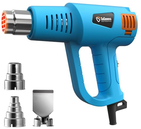 GoGonova Heißluftpistole, 2000W Heißluftfön kann 1.5s Schnelle Erwärmung, Heißluftgebläse mit 3 Düsen und 2 Temperaturstufen 300°/650°(Luft: 240L/min-450L/min), Ideal für Farbentfernen, Schrumpfen