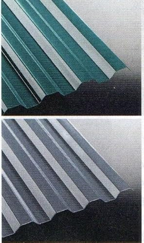 Polycarbonat Lichtplatten - Dachplatten Profil 76/18 Trapez - farbig (grau und grün) - undurchsichtig - Beite: 1115 mm - Deckbreite: 1064 mm - Preis 14,90/m² (grün, 3500)