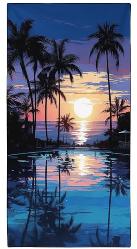 YISUMEI Mikrofaser Strandtuch XXL, Strandhandtuch Leicht Strandtücher Schnelltrocknend, Sonne Pool Kokosnussbaum, 180 x 90 cm