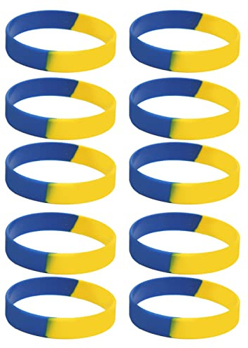 Drfeify Ukrainische Gummi-Armbänder, 10 Stück, Ukrainisches Gummi-Armband, Ukraine-Flagge, Armbänder für Sportfans, Männer und Frauen