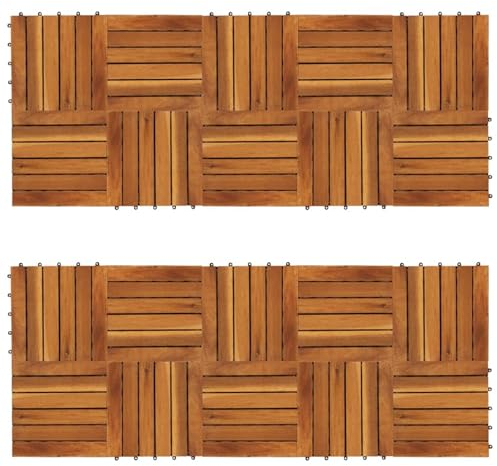 Iiaky Terrassenfliesen 20er Set Vertikales Muster 30 x 30 cm Balkonfliesen WPC Terrassendielen Terassenboden AußEn Terrassenfliesen Akazie