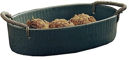 FENBNMK Obstschalen Obstschale, ovale Obstschale aus Keramik, Brotschale for die Inneneinrichtung, im Used-Look, for rustikalen Bauernhaus-Look, Obstschale Obst